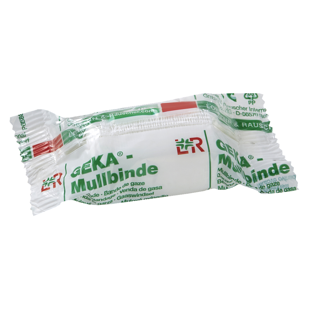 L&amp;R Geka® Mullbinden, 4 m x 4 cm