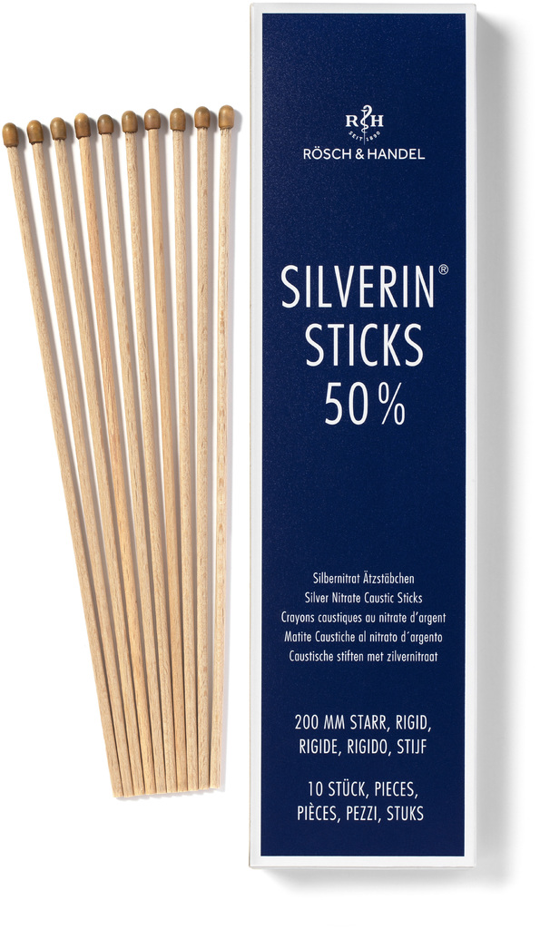 Rösch&amp;Handel Silverin® Sticks 50% Silbernitrat-Stäbchen 200 mm starr, Argenti nitras, 10 Stück