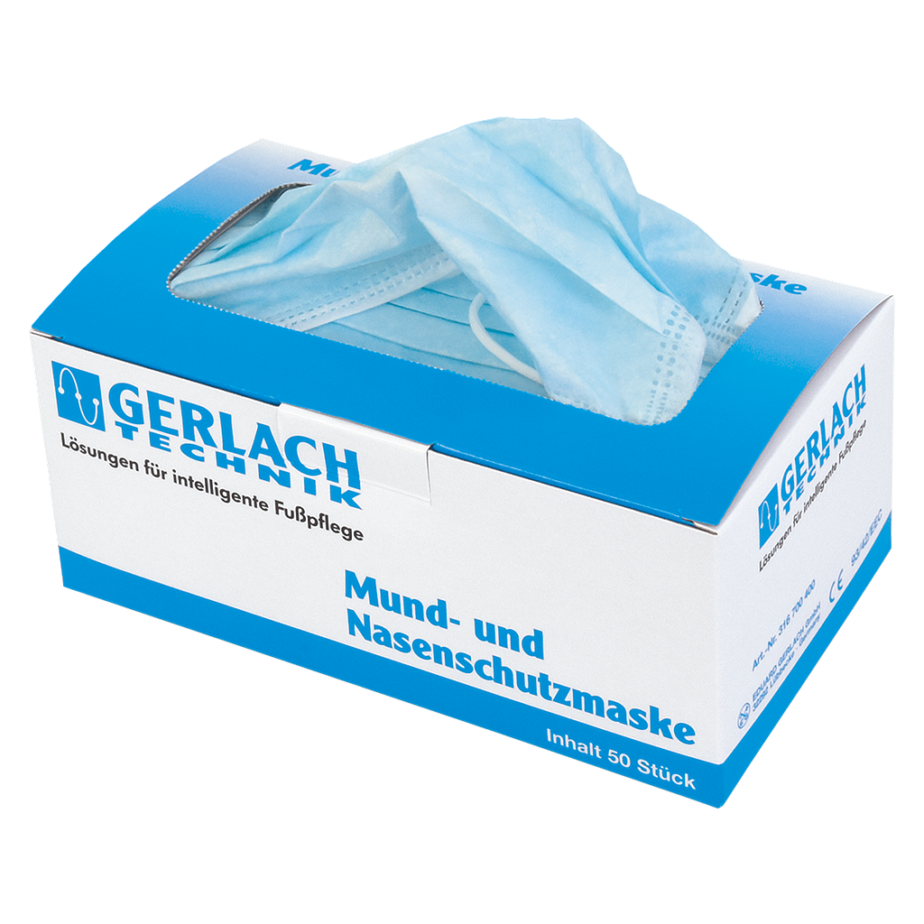 GERLACH TECHNIK Mund- und Nasenschutzmaske, 3-lagig, 50 Stück