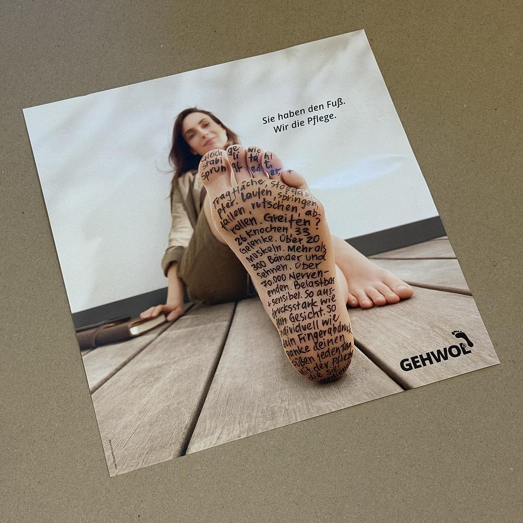 Einschieber zu GEHWOL® Bodenverkaufsständer mit Motiv 'Fussmanifest'