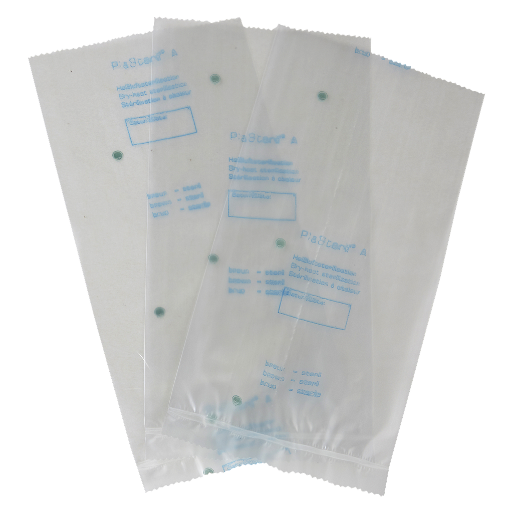 Sterilverpackung / Sterilfolie für Heissluftsterilisatoren PlaSteril A, Beutel (12 x 25 cm), 1000 Stück